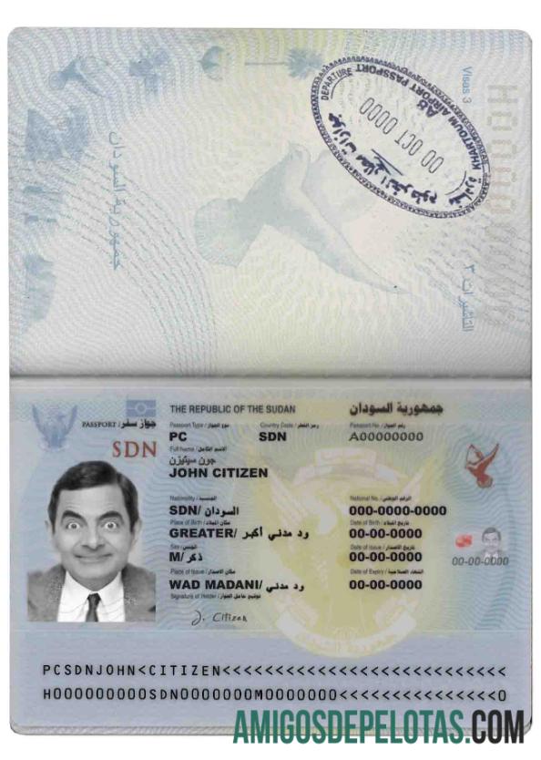 Passaporte do Sudão exemplo real